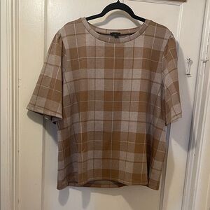 Stylish Ann Taylor Factory Tan Plaid Women's Blouse